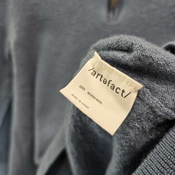 Artefact Sweater Womens Small Blue Merino Wool Half Zip Pullover Bering Sea - Picture 8 of 11